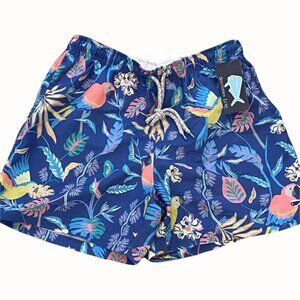 Southern Lure Youth Size Medium Colorful Tropical Parrot Print Swim Trunks NEW